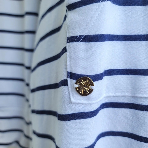 Lilly Pulitzer Hillary Popover Bright White Navy Blue Dress UPF 50+ Stretch Sz S - Picture 7 of 16